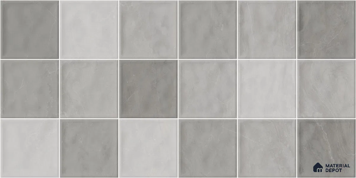 Subway Wall Tile TL 05848 D Tones Storm Cloud 2 ft x 1 ft Ceramic Glossy Finish - 9 mm | Suitable for Bathroom, Kitchen & Backsplashes | Please Expect a Slight Variation of Pattern (Sample)