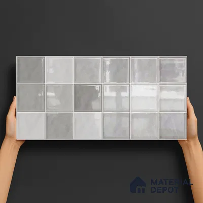 Subway Wall Tile TL 05848 D Tones Storm Cloud 2 ft x 1 ft Ceramic Glossy Finish - 9 mm | Suitable for Bathroom, Kitchen & Backsplashes | Please Expect a Slight Variation of Pattern (Sample)