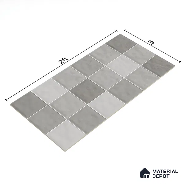 Subway Wall Tile TL 05848 D Tones Storm Cloud 2 ft x 1 ft Ceramic Glossy Finish - 9 mm | Suitable for Bathroom, Kitchen & Backsplashes | Please Expect a Slight Variation of Pattern (Sample)