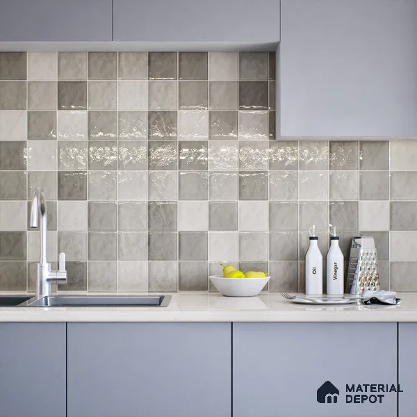 Subway Wall Tile TL 05848 D Tones Storm Cloud 2 ft x 1 ft Ceramic Glossy Finish - 9 mm | Suitable for Bathroom, Kitchen & Backsplashes | Please Expect a Slight Variation of Pattern (Sample)