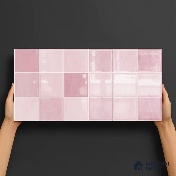 Subway Wall Tile TL 05848 Tones Blush Petal 2 ft x 1 ft Ceramic Glossy Finish - 9 mm | Suitable for Bathroom, Kitchen & Backsplashes | Please Expect a Slight Variation of Pattern