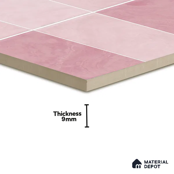 Subway Wall Tile TL 05848 Tones Blush Petal 2 ft x 1 ft Ceramic Glossy Finish - 9 mm | Suitable for Bathroom, Kitchen & Backsplashes | Please Expect a Slight Variation of Pattern