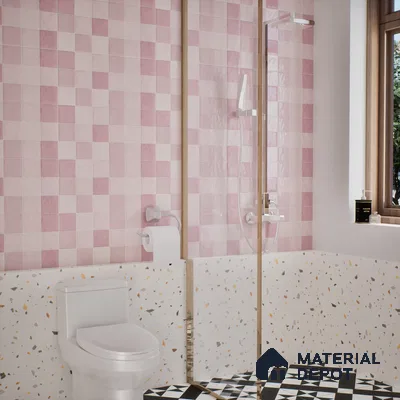 Subway Wall Tile TL 05848 Tones Blush Petal 2 ft x 1 ft Ceramic Glossy Finish - 9 mm | Suitable for Bathroom, Kitchen & Backsplashes | Please Expect a Slight Variation of Pattern