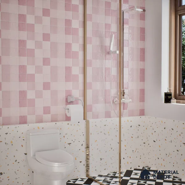 Subway Wall Tile TL 05848 Tones Blush Petal 2 ft x 1 ft Ceramic Glossy Finish - 9 mm | Suitable for Bathroom, Kitchen & Backsplashes | Please Expect a Slight Variation of Pattern