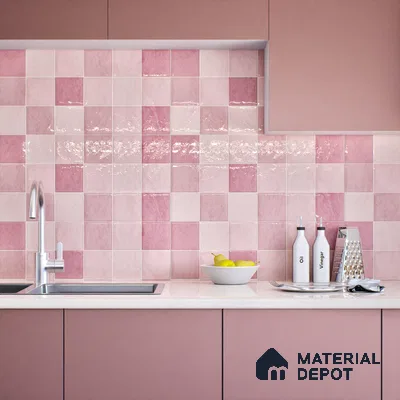 Subway Wall Tile TL 05848 Tones Blush Petal 2 ft x 1 ft Ceramic Glossy Finish - 9 mm | Suitable for Bathroom, Kitchen & Backsplashes | Please Expect a Slight Variation of Pattern