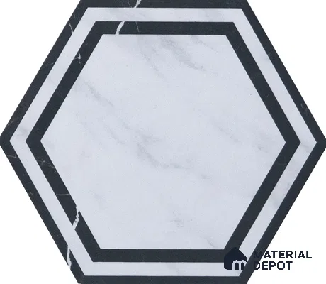Subway Wall & Floor Tile TL 05274 B Hexalite Black Ice Frame 10 x 9 inch (250x220 mm) Vitrified Matte Finish - 8 mm | Suitable for Living Room, Accent / Feature Walls, Bathroom, Kitchen Wall & Backsplashes (Sample)