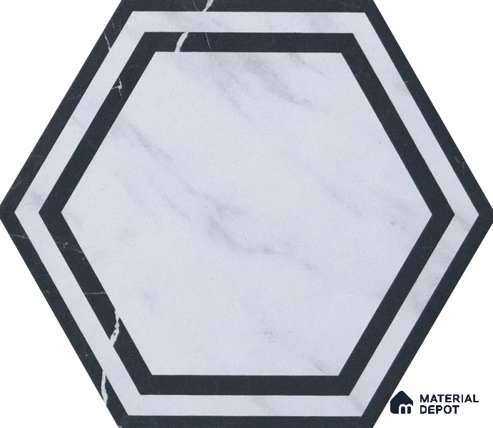 Subway Wall & Floor Tile TL 05274 B Hexalite Black Ice Frame 10 x 9 inch (250x220 mm) Vitrified Matte Finish - 8 mm | Suitable for Living Room, Accent / Feature Walls, Bathroom, Kitchen Wall & Backsplashes (Sample)