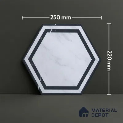 Subway Wall & Floor Tile TL 05274 B Hexalite Black Ice Frame 10 x 9 inch (250x220 mm) Vitrified Matte Finish - 8 mm | Suitable for Living Room, Accent / Feature Walls, Bathroom, Kitchen Wall & Backsplashes (Sample)
