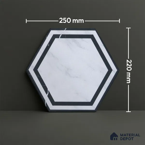 Subway Wall & Floor Tile TL 05274 B Hexalite Black Ice Frame 10 x 9 inch (250x220 mm) Vitrified Matte Finish - 8 mm | Suitable for Living Room, Accent / Feature Walls, Bathroom, Kitchen Wall & Backsplashes (Sample)