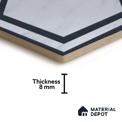 Subway Wall & Floor Tile TL 05274 B Hexalite Black Ice Frame 10 x 9 inch (250x220 mm) Vitrified Matte Finish - 8 mm | Suitable for Living Room, Accent / Feature Walls, Bathroom, Kitchen Wall & Backsplashes (Sample)