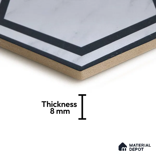 Subway Wall & Floor Tile TL 05274 B Hexalite Black Ice Frame 10 x 9 inch (250x220 mm) Vitrified Matte Finish - 8 mm | Suitable for Living Room, Accent / Feature Walls, Bathroom, Kitchen Wall & Backsplashes (Sample)