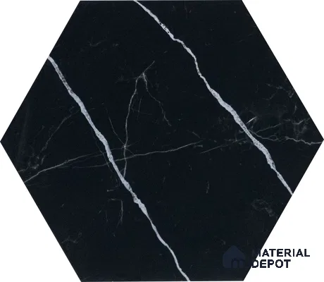 Subway Wall & Floor Tile TL 05274 D Hexalite Black Ice 10 x 9 inch (250x220 mm) Vitrified Matte Finish - 8 mm | Random Design | Suitable for Living Room, Accent / Feature Walls, Bathroom, Kitchen Wall & Backsplashes