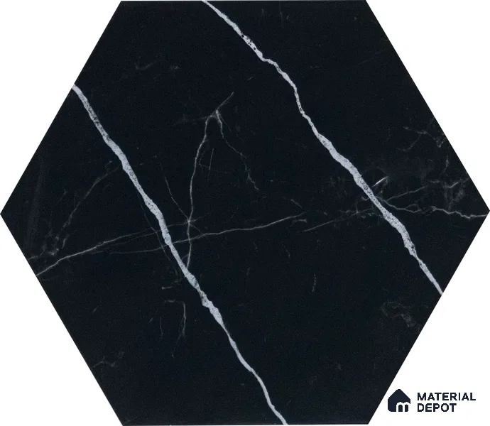 Subway Wall & Floor Tile TL 05274 D Hexalite Black Ice 10 x 9 inch (250x220 mm) Vitrified Matte Finish - 8 mm | Random Design | Suitable for Living Room, Accent / Feature Walls, Bathroom, Kitchen Wall & Backsplashes