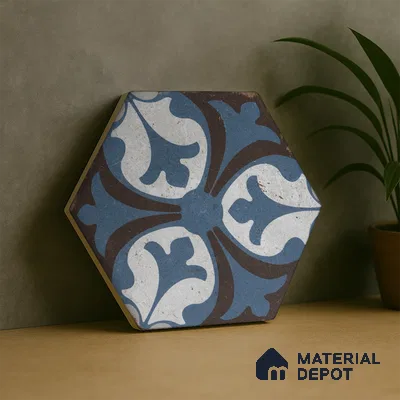 Hexagonal Wall & Floor Tile TL 05272 C Hexalite Decor 2 Cinder Smoke 10 x 9 inch (250x220 mm) Vitrified Matte Finish - 8 mm | Random Design | Suitable for Living Room, Accent / Feature Walls, Bathroom, Kitchen Wall & Backsplashes