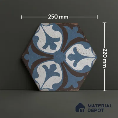 Hexagonal Wall & Floor Tile TL 05272 C Hexalite Decor 2 Cinder Smoke 10 x 9 inch (250x220 mm) Vitrified Matte Finish - 8 mm | Random Design | Suitable for Living Room, Accent / Feature Walls, Bathroom, Kitchen Wall & Backsplashes