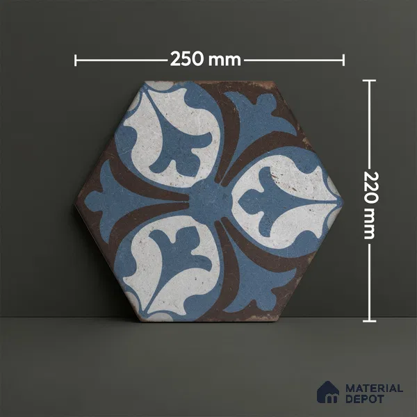 Hexagonal Wall & Floor Tile TL 05272 C Hexalite Decor 2 Cinder Smoke 10 x 9 inch (250x220 mm) Vitrified Matte Finish - 8 mm | Random Design | Suitable for Living Room, Accent / Feature Walls, Bathroom, Kitchen Wall & Backsplashes