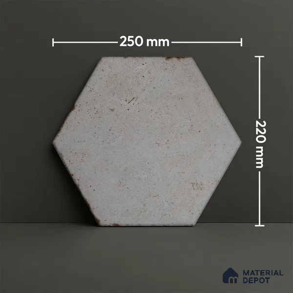 Hexagonal Wall & Floor Tile TL 05272 Hexalite Cinder Smoke Base 10 x 9 inch (250x220 mm) Vitrified Matte Finish - 8 mm | Suitable for Living Room, Accent / Feature Walls, Bathroom, Kitchen Wall & Backsplashes (Sample)