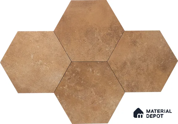 Hexagonal Wall & Floor Tile TL 05275 B Hexalite Caramel 10 x 9 inch (250x220 mm) Vitrified Matte Finish - 8 mm | Suitable for Living Room, Accent / Feature Walls, Bathroom, Kitchen Wall & Backsplashes