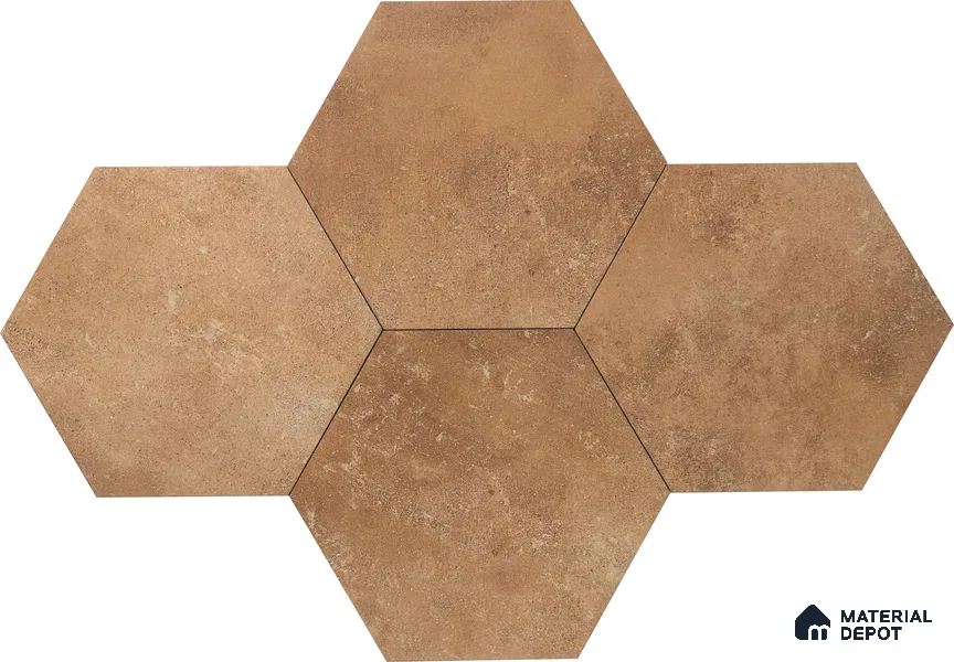 Hexagonal Wall & Floor Tile TL 05275 B Hexalite Caramel 10 x 9 inch (250x220 mm) Vitrified Matte Finish - 8 mm | Suitable for Living Room, Accent / Feature Walls, Bathroom, Kitchen Wall & Backsplashes