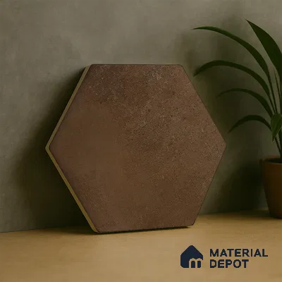 Hexagonal Wall & Floor Tile TL 05275 B Hexalite Caramel 10 x 9 inch (250x220 mm) Vitrified Matte Finish - 8 mm | Suitable for Living Room, Accent / Feature Walls, Bathroom, Kitchen Wall & Backsplashes