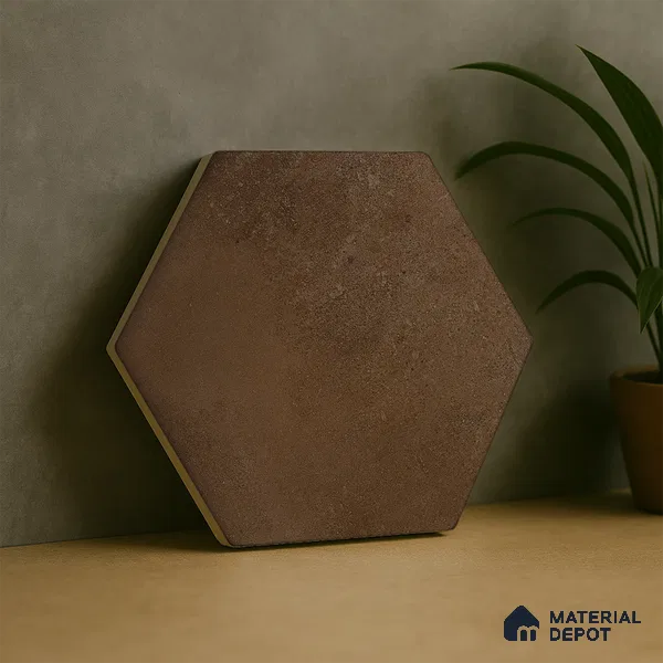 Hexagonal Wall & Floor Tile TL 05275 B Hexalite Caramel 10 x 9 inch (250x220 mm) Vitrified Matte Finish - 8 mm | Suitable for Living Room, Accent / Feature Walls, Bathroom, Kitchen Wall & Backsplashes