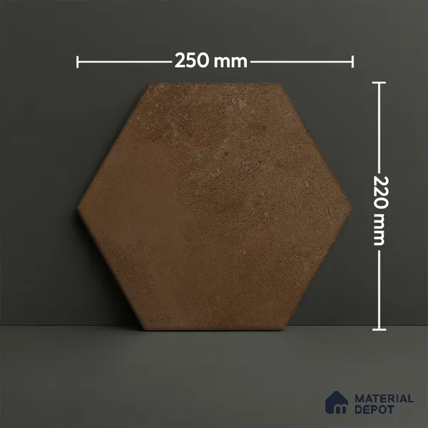 Hexagonal Wall & Floor Tile TL 05275 B Hexalite Caramel 10 x 9 inch (250x220 mm) Vitrified Matte Finish - 8 mm | Suitable for Living Room, Accent / Feature Walls, Bathroom, Kitchen Wall & Backsplashes