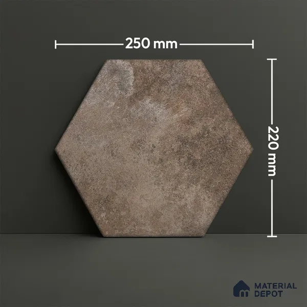 Hexagonal Wall & Floor Tile TL 05275 C Hexalite Oxide 10 x 9 inch (250x220 mm) Vitrified Matte Finish - 8 mm | Suitable for Living Room, Accent / Feature Walls, Bathroom, Kitchen Wall & Backsplashes (Sample)