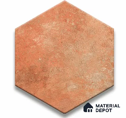 Hexagonal Wall & Floor Tile TL 05275 D Hexalite Terracotta 10 x 9 inch (250x220 mm) Vitrified Matte Finish - 8 mm | 20 Random Faces | Suitable for Living Room, Accent / Feature Walls, Bathroom, Kitchen Wall & Backsplashes