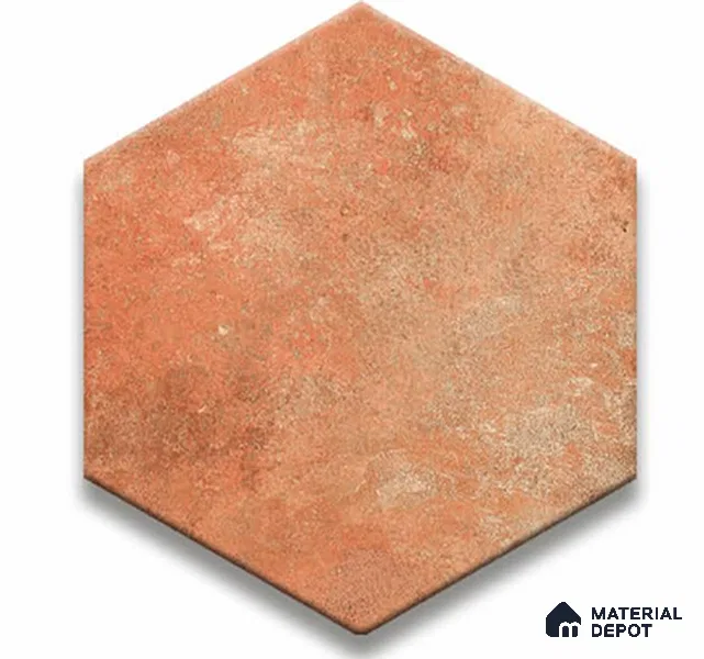 Hexagonal Wall & Floor Tile TL 05275 D Hexalite Terracotta 10 x 9 inch (250x220 mm) Vitrified Matte Finish - 8 mm | 20 Random Faces | Suitable for Living Room, Accent / Feature Walls, Bathroom, Kitchen Wall & Backsplashes
