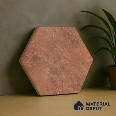 Hexagonal Wall & Floor Tile TL 05275 D Hexalite Terracotta 10 x 9 inch (250x220 mm) Vitrified Matte Finish - 8 mm | 20 Random Faces | Suitable for Living Room, Accent / Feature Walls, Bathroom, Kitchen Wall & Backsplashes