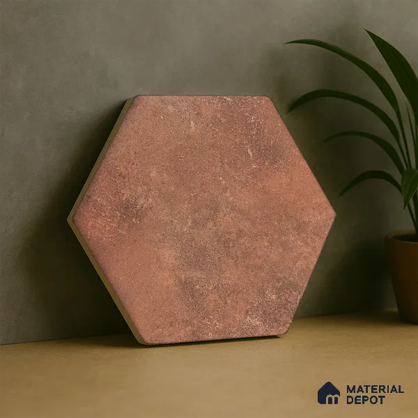 Hexagonal Wall & Floor Tile TL 05275 D Hexalite Terracotta 10 x 9 inch (250x220 mm) Vitrified Matte Finish - 8 mm | 20 Random Faces | Suitable for Living Room, Accent / Feature Walls, Bathroom, Kitchen Wall & Backsplashes