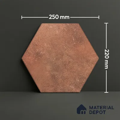Hexagonal Wall & Floor Tile TL 05275 D Hexalite Terracotta 10 x 9 inch (250x220 mm) Vitrified Matte Finish - 8 mm | 20 Random Faces | Suitable for Living Room, Accent / Feature Walls, Bathroom, Kitchen Wall & Backsplashes