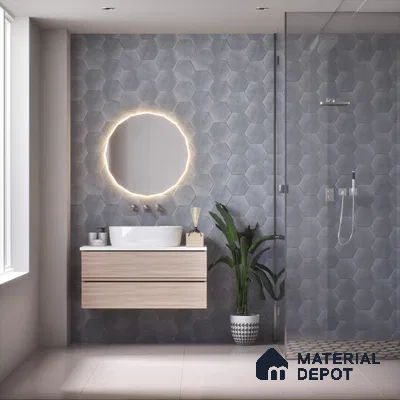Hexagonal Wall & Floor Tile TL 05275 E Hexalite Grigio 10 x 9 inch (250x220 mm) Vitrified Matte Finish - 8 mm | Suitable for Living Room, Accent / Feature Walls, Bathroom, Kitchen Wall & Backsplashes (Sample)