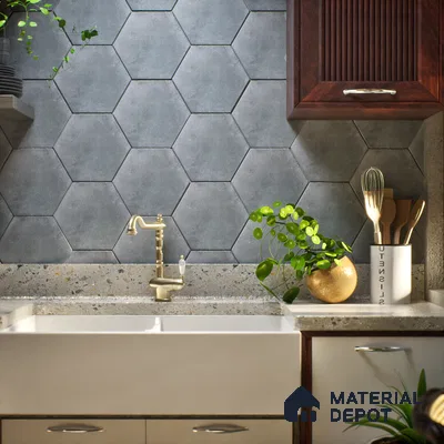 Hexagonal Wall & Floor Tile TL 05275 E Hexalite Grigio 10 x 9 inch (250x220 mm) Vitrified Matte Finish - 8 mm | Suitable for Living Room, Accent / Feature Walls, Bathroom, Kitchen Wall & Backsplashes (Sample)