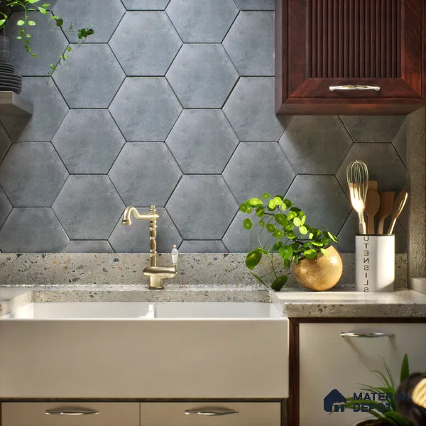 Hexagonal Wall & Floor Tile TL 05275 E Hexalite Grigio 10 x 9 inch (250x220 mm) Vitrified Matte Finish - 8 mm | Suitable for Living Room, Accent / Feature Walls, Bathroom, Kitchen Wall & Backsplashes (Sample)