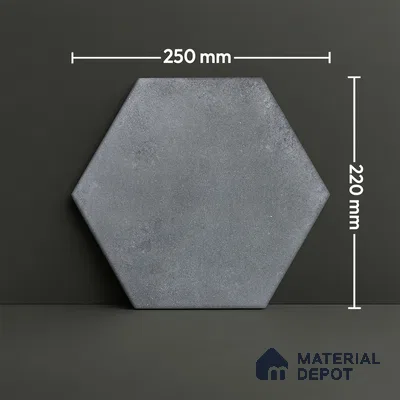 Hexagonal Wall & Floor Tile TL 05275 E Hexalite Grigio 10 x 9 inch (250x220 mm) Vitrified Matte Finish - 8 mm | Suitable for Living Room, Accent / Feature Walls, Bathroom, Kitchen Wall & Backsplashes (Sample)