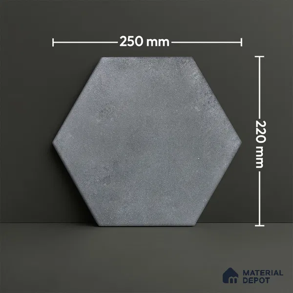 Hexagonal Wall & Floor Tile TL 05275 E Hexalite Grigio 10 x 9 inch (250x220 mm) Vitrified Matte Finish - 8 mm | Suitable for Living Room, Accent / Feature Walls, Bathroom, Kitchen Wall & Backsplashes (Sample)