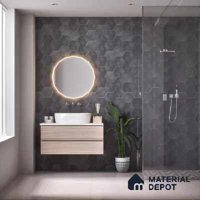 Hexagonal Wall & Floor Tile TL 05275 F Hexalite Vanta 10 x 9 inch (250x220 mm) Vitrified Matte Finish - 8 mm | Suitable for Living Room, Accent / Feature Walls, Bathroom, Kitchen Wall & Backsplashes (Sample)