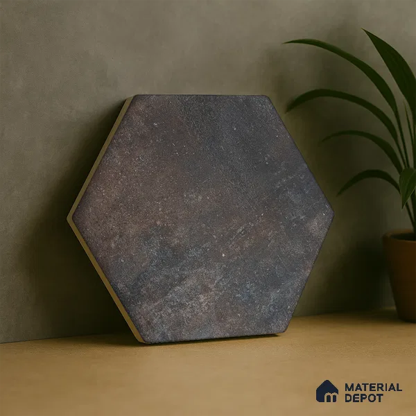 Hexagonal Wall & Floor Tile TL 05275 G Hexalite Charcoal 10 x 9 inch (250x220 mm) Vitrified Matte Finish - 8 mm | Suitable for Living Room, Accent / Feature Walls, Bathroom, Kitchen Wall & Backsplashes