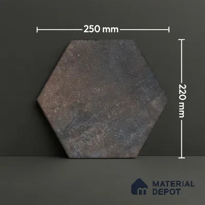 Hexagonal Wall & Floor Tile TL 05275 G Hexalite Charcoal 10 x 9 inch (250x220 mm) Vitrified Matte Finish - 8 mm | Suitable for Living Room, Accent / Feature Walls, Bathroom, Kitchen Wall & Backsplashes