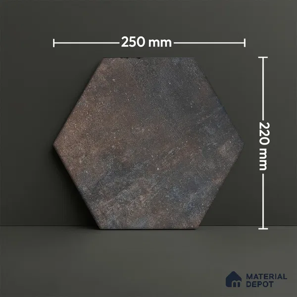 Hexagonal Wall & Floor Tile TL 05275 G Hexalite Charcoal 10 x 9 inch (250x220 mm) Vitrified Matte Finish - 8 mm | Suitable for Living Room, Accent / Feature Walls, Bathroom, Kitchen Wall & Backsplashes