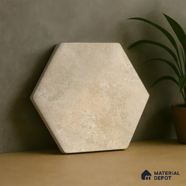 Hexagonal Wall & Floor Tile TL 05275 Hexalite Cocoa 10 x 9 inch (250x220 mm) Vitrified Matte Finish - 8 mm | 20 Random Faces | Suitable for Living Room, Accent / Feature Walls, Bathroom, Kitchen Wall & Backsplashes (Sample)