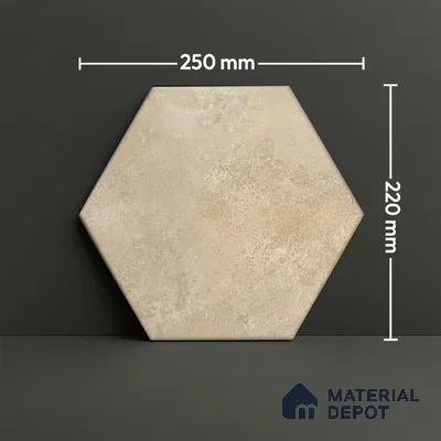Hexagonal Wall & Floor Tile TL 05275 Hexalite Cocoa 10 x 9 inch (250x220 mm) Vitrified Matte Finish - 8 mm | 20 Random Faces | Suitable for Living Room, Accent / Feature Walls, Bathroom, Kitchen Wall & Backsplashes (Sample)