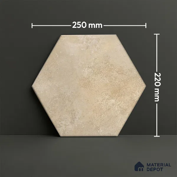 Hexagonal Wall & Floor Tile TL 05275 Hexalite Cocoa 10 x 9 inch (250x220 mm) Vitrified Matte Finish - 8 mm | 20 Random Faces | Suitable for Living Room, Accent / Feature Walls, Bathroom, Kitchen Wall & Backsplashes (Sample)