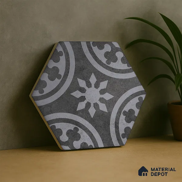 Subway Wall & Floor Tile TL 05271 B Hexalite Grana Grey Decor 10 x 9 inch (250x220 mm) Vitrified Matte Finish - 8 mm | Random Design | Suitable for Living Room, Accent / Feature Walls, Bathroom, Kitchen Wall & Backsplashes (Sample)