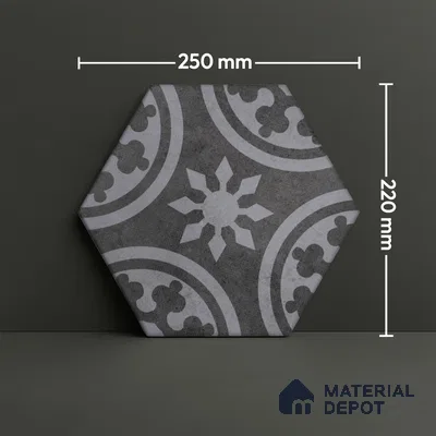 Subway Wall & Floor Tile TL 05271 B Hexalite Grana Grey Decor 10 x 9 inch (250x220 mm) Vitrified Matte Finish - 8 mm | Random Design | Suitable for Living Room, Accent / Feature Walls, Bathroom, Kitchen Wall & Backsplashes (Sample)