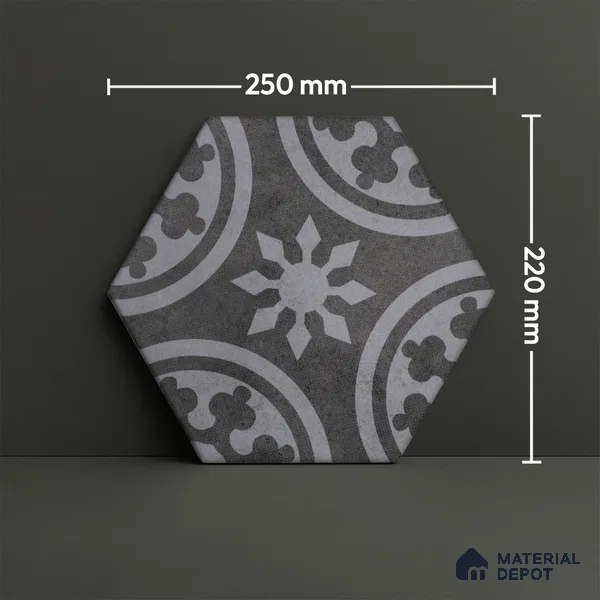 Subway Wall & Floor Tile TL 05271 B Hexalite Grana Grey Decor 10 x 9 inch (250x220 mm) Vitrified Matte Finish - 8 mm | Random Design | Suitable for Living Room, Accent / Feature Walls, Bathroom, Kitchen Wall & Backsplashes (Sample)
