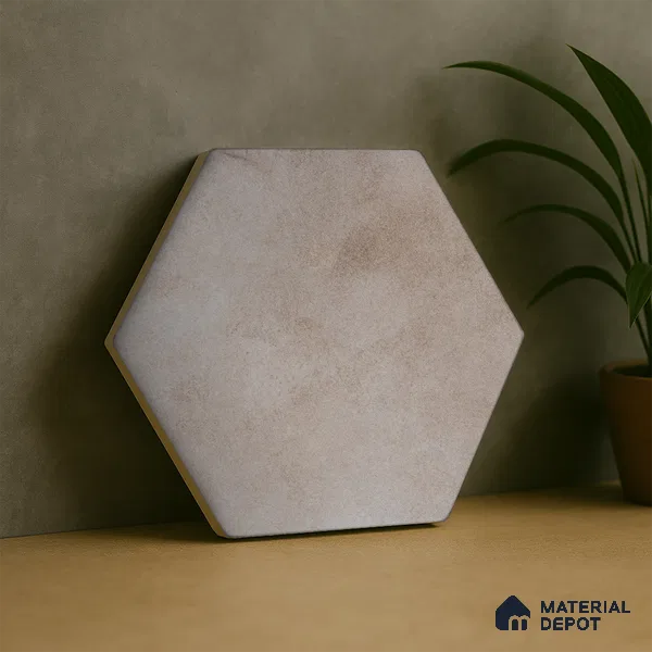 Hexagonal Wall & Floor Tile TL 05271 C Hexalite Grana Latte Base 10 x 9 inch (250x220 mm) Vitrified Matte Finish - 8 mm | Suitable for Living Room, Accent / Feature Walls, Bathroom, Kitchen Wall & Backsplashes (Sample)