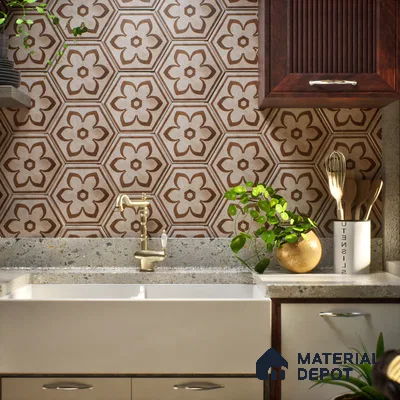 Subway Wall & Floor Tile TL 05271 D Hexalite Grana Latte Decor 10 x 9 inch (250x220 mm) Vitrified Matte Finish - 8 mm | Random Design | Suitable for Living Room, Accent / Feature Walls, Bathroom, Kitchen Wall & Backsplashes (Sample)