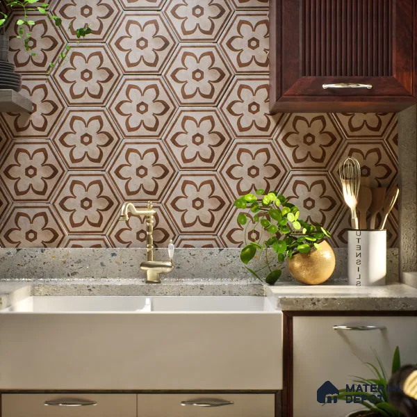 Subway Wall & Floor Tile TL 05271 D Hexalite Grana Latte Decor 10 x 9 inch (250x220 mm) Vitrified Matte Finish - 8 mm | Random Design | Suitable for Living Room, Accent / Feature Walls, Bathroom, Kitchen Wall & Backsplashes (Sample)